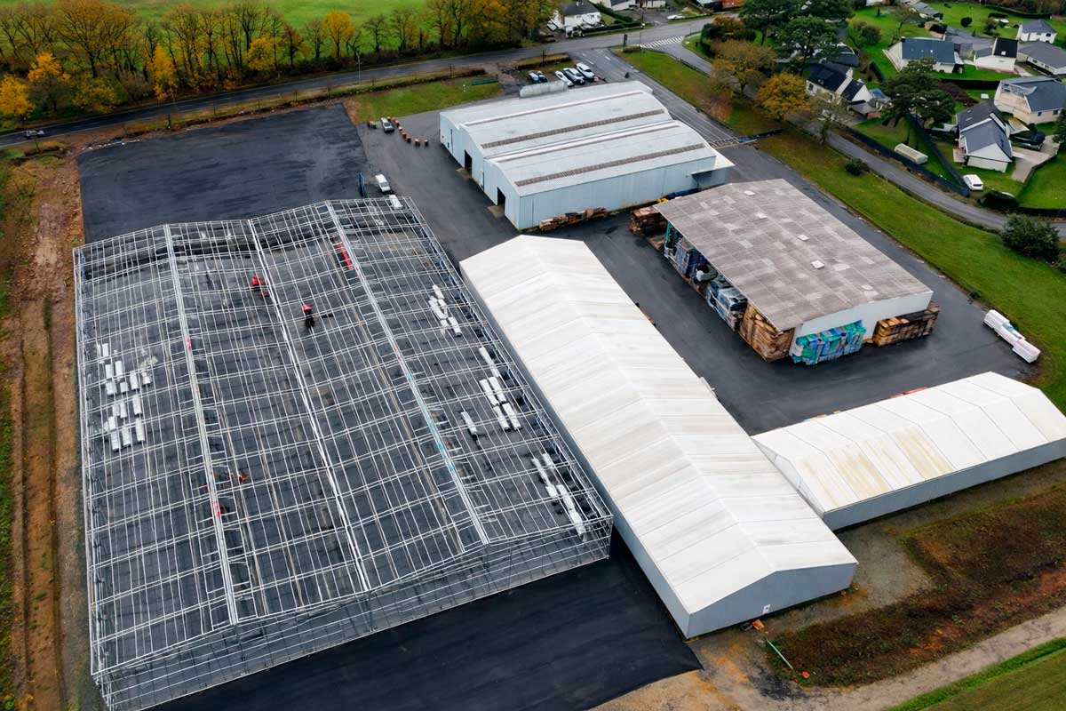 chapiteau industriel préfabriqué durable